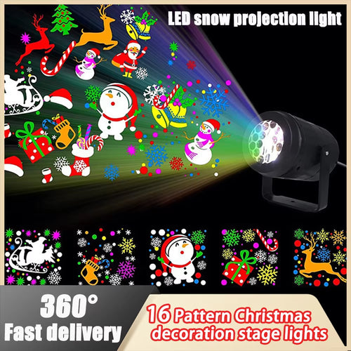 2024 Projector Led Lights Christmas DJ Party Lights Stage Light 1PC 16 Patterns Indoor and Outdoor Laser Lamp Holiday Lighting