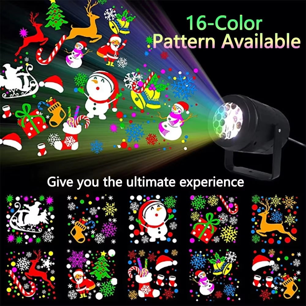 2024 Projector Led Lights Christmas DJ Party Lights Stage Light 1PC 16 Patterns Indoor and Outdoor Laser Lamp Holiday Lighting