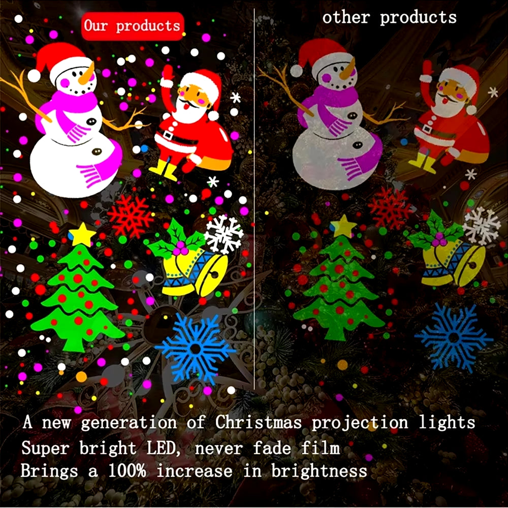 2024 Projector Led Lights Christmas DJ Party Lights Stage Light 1PC 16 Patterns Indoor and Outdoor Laser Lamp Holiday Lighting