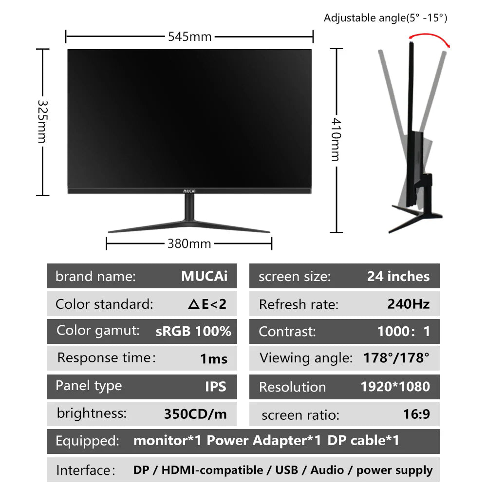 24 Inch 240Hz LCD Display PC Monitor